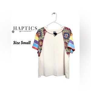 🌈 Haptics Boutique Oversized Rainbow Waffle Knit Sleeve Top Boho Small NWT 🩷💚🩵🧡💙